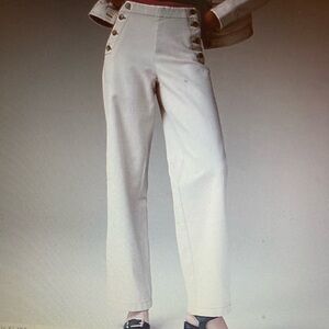 NWT J. Crew Sailor button wide leg pant in ecru herringbone Size 6
